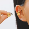Goldene Welpen-Silhouette Clip-Ohrringe für Ohren ohne Löcher im minimalistischen Stil - Welpen-Stil (Z-150) / Gold