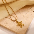Elegant gold sea turtle pendant necklace with geometric shell texture on a snake chain - Geometric Texture Turtle Style (G-030) / 18K Gold