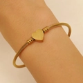 Vintage golden twisted rope bangle with heart pendant for women and men - Gold Heart Style (WG0050)