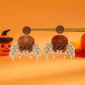 Χαριτωμένα σκουλαρίκια αράχνης Halloween από πορτοκαλί ακρυλικό μάρμαρο - Πορτοκαλί Καφέ Αράχνη