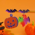 Halloween ασύμμετρα σκουλαρίκια από ακρυλικό γκλίτερ με νυχτερίδα, κολοκύθα και φάντασμα - Κολοκύθα Φάντασμα Ασύμμετρο