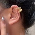 Sparkling gold butterfly ear cuff with micro-pave cubic zirconia for non-pierced ears - Full Diamond Butterfly Ear Cuff (07 Light KC Gold DZ-051)