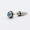 Pendiente de acero inoxidable plateado con cristal azul claro y diseño de punta - Estilo Taper con Diamantes de Imitación Azul Claro (0344) / Azul claro