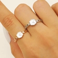 Anello minimalista a forma di orologio placcato in oro e argento con quadrante esagonale - Set da 2 Pezzi