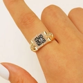 Anello orologio creativo dorato con quadrante rettangolare e pavé di zirconi luminosi - Quadrante Nero (S231) / Oro