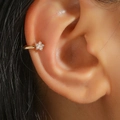 Exquisite gold floral ear cuff with sparkling zircon petals for non-pierced ears - 13 KC Gold Style (G-099 Single)