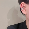 Elegant silver snowflake ear cuff featuring sparkling diamonds and non-pierced design - 12 White K Style (2518 Single)