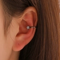 Sparkling black flower snowflake earring with diamonds worn on the earlobe - 16 Gun Black Style (8740 Single)