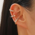 Set di 3 ear cuff dorati con strass per orecchie senza buco in stile minimalista chic - Stile Pavè Geometrico Oro (03) / Set di 3 / Oro
