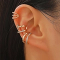 Set di quattro ear cuff dorati con texture a corda intrecciata e cristalli lucidi - Stile Corda Intrecciata Stella Oro (05)