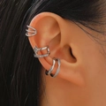 Set di 3 ear cuff argento con design a stella e dettagli in pavé di zirconi cubici - Stile Onda Stella Argento (06)