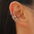Set da tre pezzi di clip per ossa auricolari geometriche argentate con strass senza buco - Stile Multistrato Incrociato Argento (08)