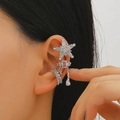 Set di orecchini d'argento con stella esagonale e ciondoli in zircone per donne - Stile Pendente Stella Rettangolare Argento (14)