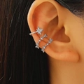 Set di ear cuff geometrici in argento con ciondolo a stella e zirconi lucenti - Stile Stella Ottagonale Argento (8947)