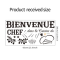Detail view of the 30x60cm BIENVENUE CHEF kitchen wall decal with dimensions and layout - 30*60cm Layout