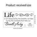 Gedetailleerde maattabel voor de Life quote muursticker 60x30cm met elegant zwart lettertype - 30*60cm Indeling