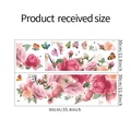 Dimensiones del adhesivo de pared de peonías rosas y mariposas, tamaño 30x90cm - Estilo Peonía Mariposa Acuarela Rosa (30*90*2)