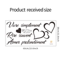 Adesivo murale con citazioni francesi e cuori Vivre simplement Rire spesso Decorativo - Layout 30*60cm