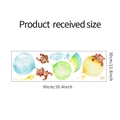 Detailed dimension guide for cute watercolor balloon bear wall stickers, 90cm x 30cm layout - 30*90cm