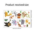 Details von zwei 30x90cm Tierwandstickern mit Giraffe Löwe und Affe für Kinderzimmer - Layoutgröße