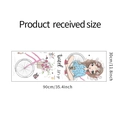 Detail view of bicycle girl wall decal showing product size 30x90cm and floral patterns - 30*90cm