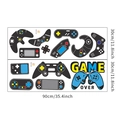 Detailoverzicht van gamecontroller muurstickers met afmetingen en game over tekst - 30*90cm*2stks