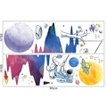 Mise en page détaillée des autocollants muraux astronaute et planète 30x90cm pour enfant - 30*90CM (2 Feuilles)