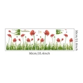 Adesivo murale papavero MG93-33 con papaveri rossi ed erba verde, formato 30x90cm - Layout 30x90cm