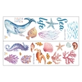 Watercolor sea life wall stickers set with whales and turtles for kids room - Ocean Life Style