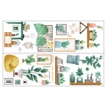 Wandsticker Set mit Kakteen Sukkulenten Monstera Blatt und süßem Katzen Dekor - Grüne Pflanzen Katze Kombination Stil (MG9086)