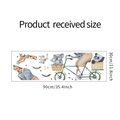 Cartoon giraffe and panda on bicycle wall sticker layout measuring 90cm x 30cm - 30*90cm
