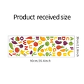 Dettaglio dell'adesivo murale 30x90cm con alfabeto e motivi di frutta colorata per bambini - 30*90cm