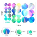 Size specifications for laser holographic round wall stickers showing 28x19cm sheet dimensions - 19*28cm