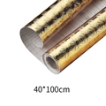 Detalle del adhesivo de pared dorado con textura geométrica y papel de soporte cuadrícula - Patrón de Alambre de Oro Cobre 40*100cm
