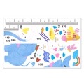 Vista detallada del vinilo infantil medidor de altura elefante con escalas y aves - 30*90cm*2pcs