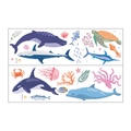 Dettaglio degli adesivi murali con creature marine come balene e tartarughe per bambini - 30x90cm (2 Fogli)