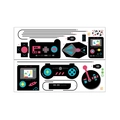 Dettaglio di adesivi murali retro gaming con controller colorati e design a pixel - 25*70cm*2pcs