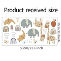 Hoja detallada de pegatinas de pared de jirafa y elefante con medidas de tamaño precisas - 30*60cm