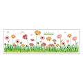 Floral baseboard wall decal MG993-42 featuring colorful wildflowers and green grass - 30x90cm