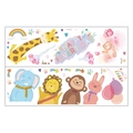 Detail van de set aquarellen dierenmuurstickers met giraffe, olifant en leeuw ontwerpen - Cartoon Dier Volledige Set (MG9129)