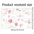 Set de pegatinas de pared florales con rosas rosas y marcos geométricos, 30x90cm - Juego De Dos Hojas