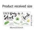 Detailed dimension guide for green leaves wall sticker with Each Day is A Fresh Start text - 30x60cm Layout (FX-B231)