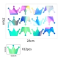 Holographic crown wall stickers set of 12 pieces with laser reflective rainbow finish - Holographic Crown Style (LS002)