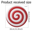 Detailed view of red and white striped Christmas window sticker with 30cm size specs - Red and White Swirl Style (xmas001)