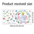 Self-adhesive wall sticker featuring a cartoon elephant with flowers and Little Queen text - 30*60cm Layout