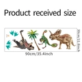 Cuadro de tallas detallado para vinilos infantiles de dinosaurios y palmeras 30x90cm - Tema T-Rex Triceratops (FX-D106)