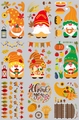 Pegatinas de gnomos para Acción de Gracias con calabazas y hojas de otoño cálidas - 20*30cm*9pcs