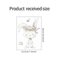Detailed view of cartoon bunny wall sticker with dimensions 26cm x 19.5cm and floral wreath - Little Rabbit Flower Wreath Style (FX-F204)