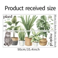 Detail of tropical plant wall stickers set with 30x90cm size layout and a cute cat design - 30*90CM*2PCS Layout
