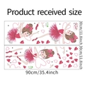 Detail of cartoon ballerina wall stickers with pink hearts and stars on two sheet panels - 30x90cm x 2pcs Layout